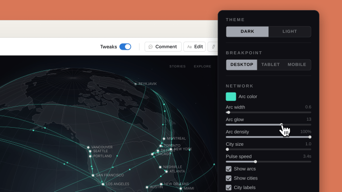 Claude Design showing export options including PDF, PPTX, URL, and Canva integration